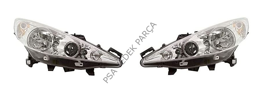 PEUGEOT 207 (2006-2012) SAĞ-SOL ÖN FAR TAKIMI MOTORLU MERCEKLİ (VALEO)(Kopya)